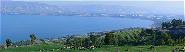 The southern end of the Sea of Galilee (Lake Kinneret)