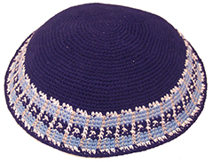 A typical crocheted kippah with a border or edge pattern