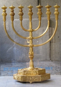 A reconstruction of the menorah in the Temple in Jerusalem (photo courtesy of Wikimedia Commons)