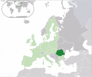This map shows the location of Romania in eastern Europe and in the world (map courtesy of Wikipedia Commons)