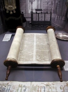 Torah 2 An open Torah Scroll on the reading table of a German synagogue