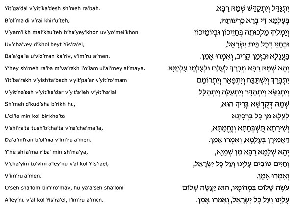 Kaddish yatom with transliteration 600px