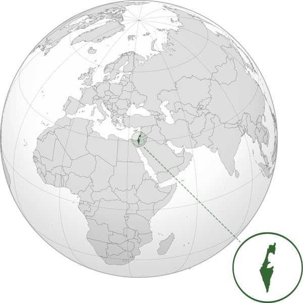 A map showing the location of Israel