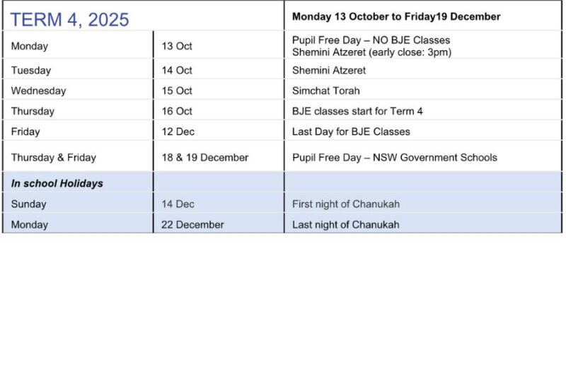 School Term Dates 4