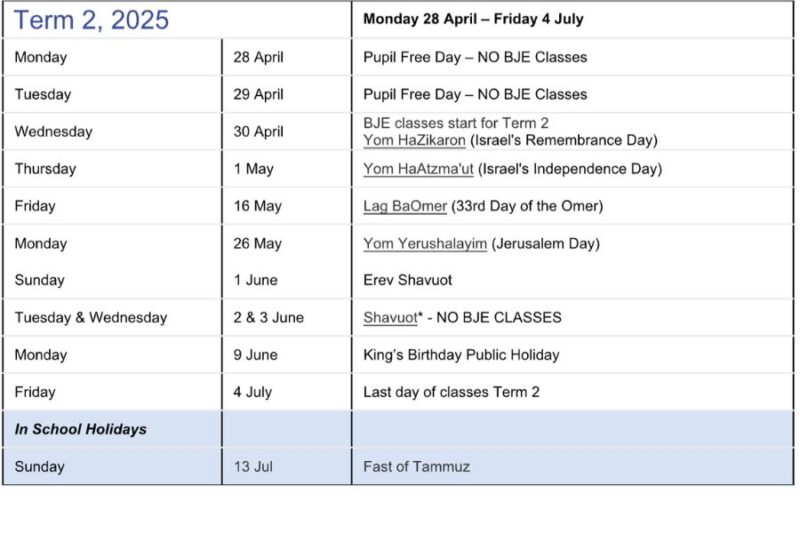 School Term Dates 2